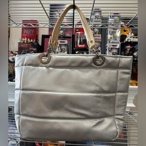 Sundar "Bolsa Básica" Silver Pebble Leather Large Tote Shoulder Bag NWOT